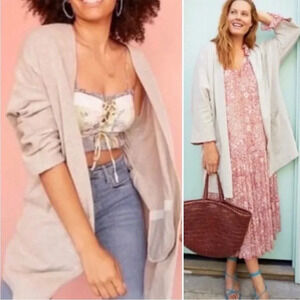 NWT Donni Ribbed Draped Cardigan Sweater Gray Size L